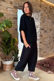Made in Italy Big Softie Cap Sleeve Knit Top Black